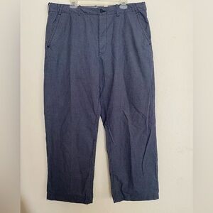 Gap men button fly closure blue and white stripes size xl hemmed pant